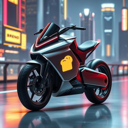 A futuristic sleek bike designed by Brend Motors, showcasing an innovative and aerodynamic shape