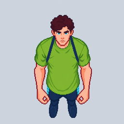 A pixel art character in a 16x16 bits format, viewed from a total top perspective