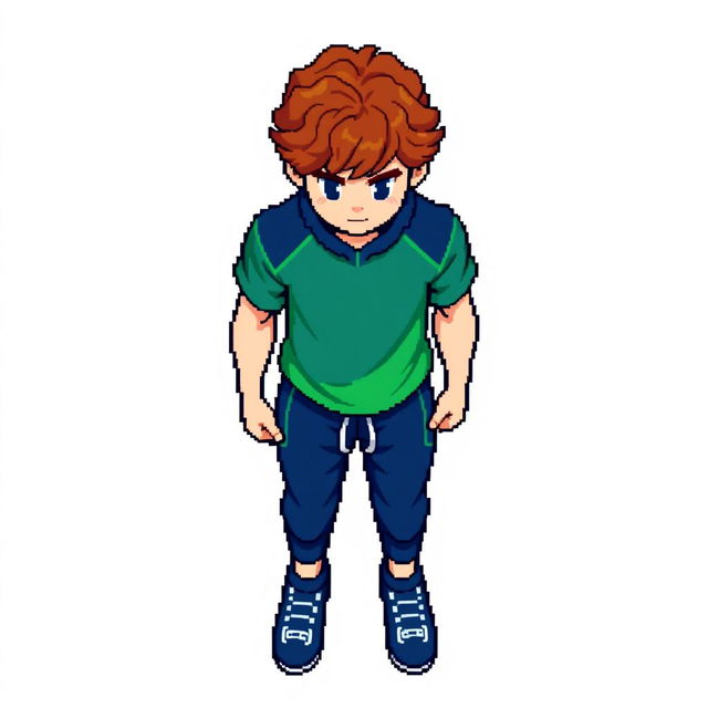 A pixel art character in a 16x16 bits format, viewed from a total top perspective