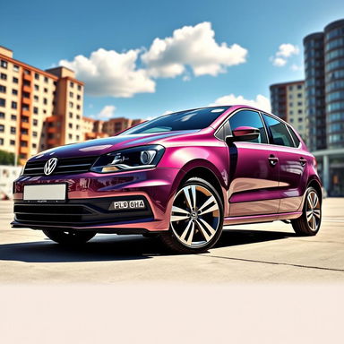 A beautifully detailed and vibrant image of a Volkswagen Polo 6N2, showcasing the car's sporty design and sleek lines