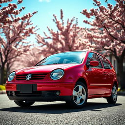 A vintage Volkswagen Polo GTI from the year 2000, showcasing its distinctive sporty design with a sleek, compact body, bold front grille, and characteristic sporty headlights