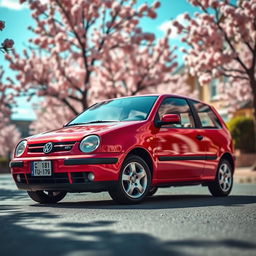 A vintage Volkswagen Polo GTI from the year 2000, showcasing its distinctive sporty design with a sleek, compact body, bold front grille, and characteristic sporty headlights