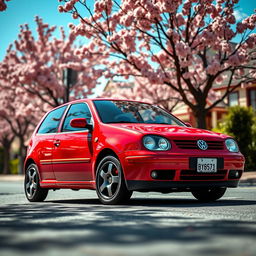 A vintage Volkswagen Polo GTI from the year 2000, showcasing its distinctive sporty design with a sleek, compact body, bold front grille, and characteristic sporty headlights