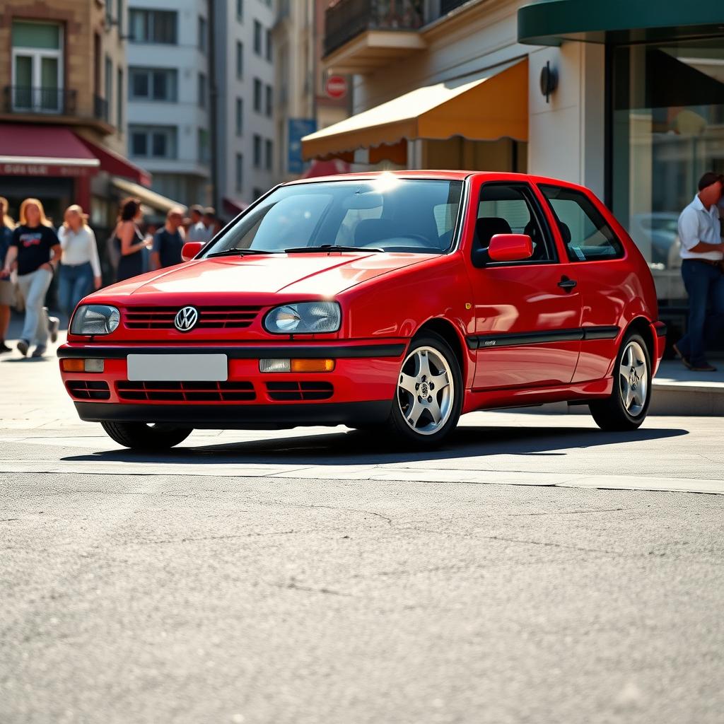 An elegant 1999 Volkswagen Polo 6N2 GTI, featured in a dynamic urban setting