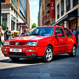 An elegant 1999 Volkswagen Polo 6N2 GTI, featured in a dynamic urban setting