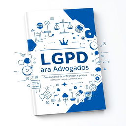 A detailed and visually appealing guide cover design for 'LGPD para Advogados: Guia Completo de Conformidade e Prática'