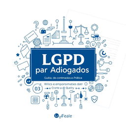 A detailed and visually appealing guide cover design for 'LGPD para Advogados: Guia Completo de Conformidade e Prática'