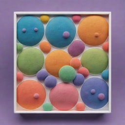 A beautiful, engaging game box design featuring various mitotic phases depicted by lively, animated cells in division. These playful cells, interacting or smiling, are surrounded by rainbow-colored cellular patterns. A striking title sits centrally on the box.