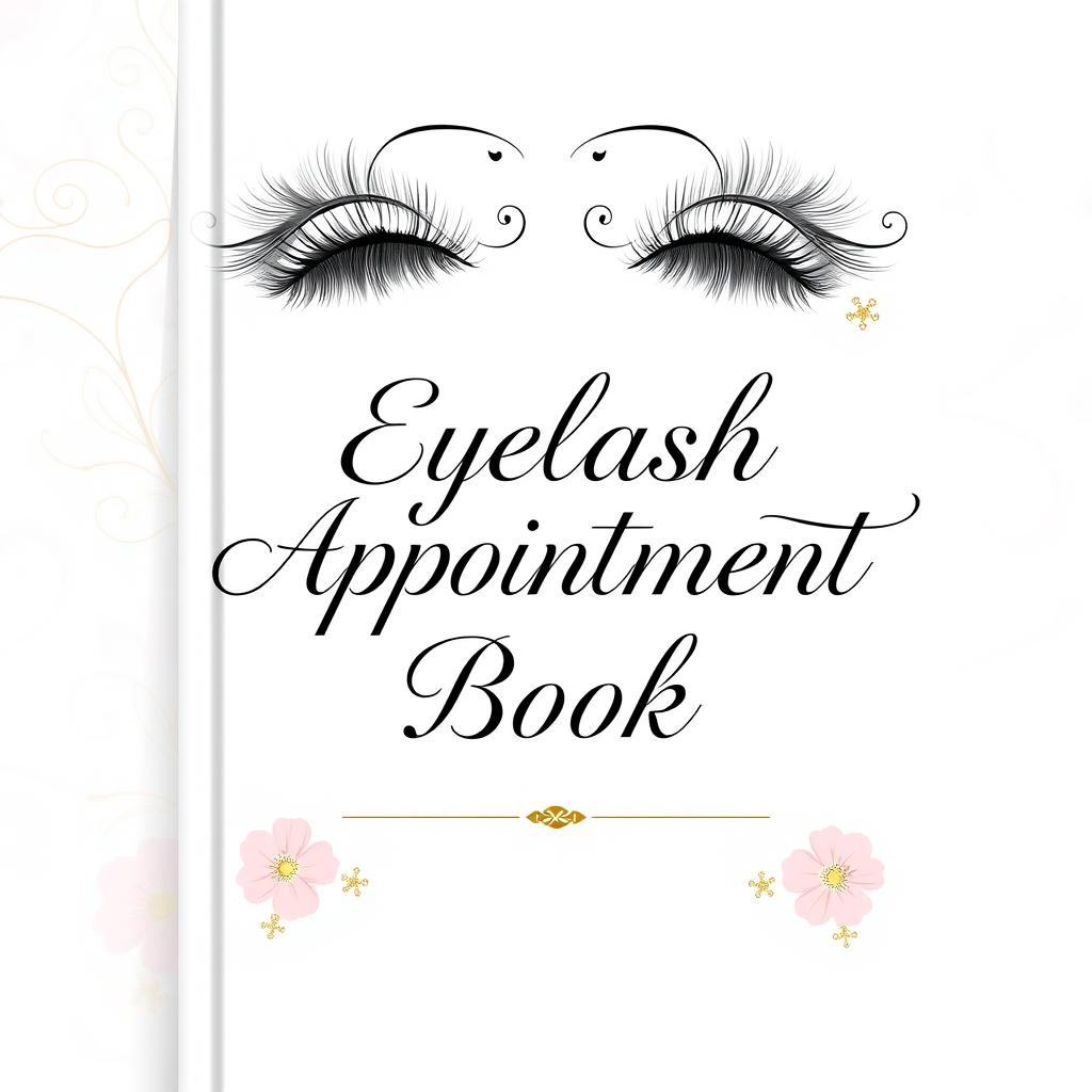 A stylish and elegant book cover design for an eyelash appointment book