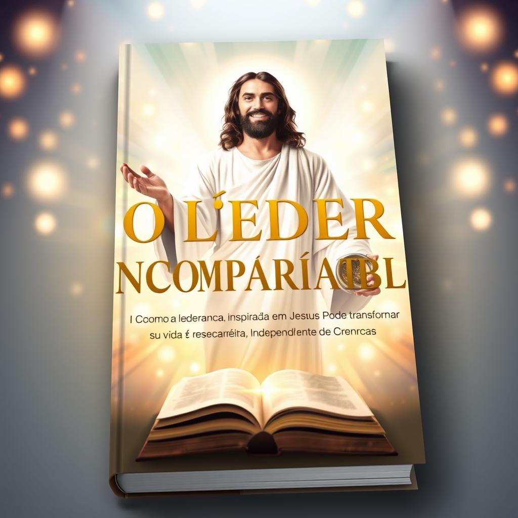 A visually striking book cover for 'O Líder Incomparável: Como a Liderança Inspirada em Jesus Pode Transformar sua Vida e Carreira, Independentemente de Crenças'