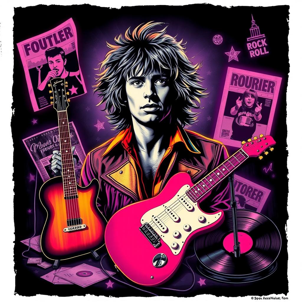 A vintage concert poster come to life with neon colors