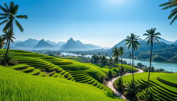 A serene and picturesque landscape of Vietnam, showcasing the beauty of its natural scenery