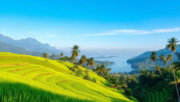 A serene and picturesque landscape of Vietnam, showcasing the beauty of its natural scenery