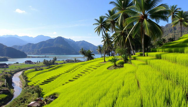 A serene and picturesque landscape of Vietnam, showcasing the beauty of its natural scenery