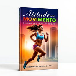 A captivating book cover design for 'Atitude em Movimento: Correndo em Busca de um Novo Eu'