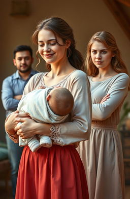 A romantic scene depicting two sisters in a heartfelt moment