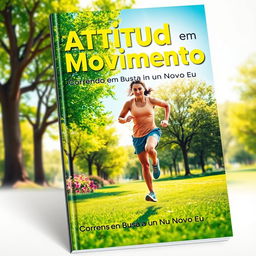 A captivating book cover for 'Atitude em Movimento: Correndo em Busca de um Novo Eu'