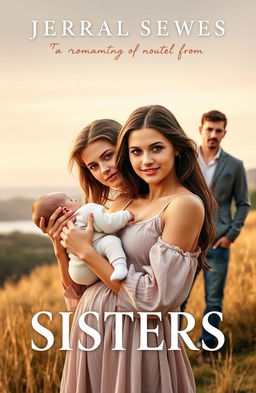 A realistic book cover for a romance novel featuring two sisters