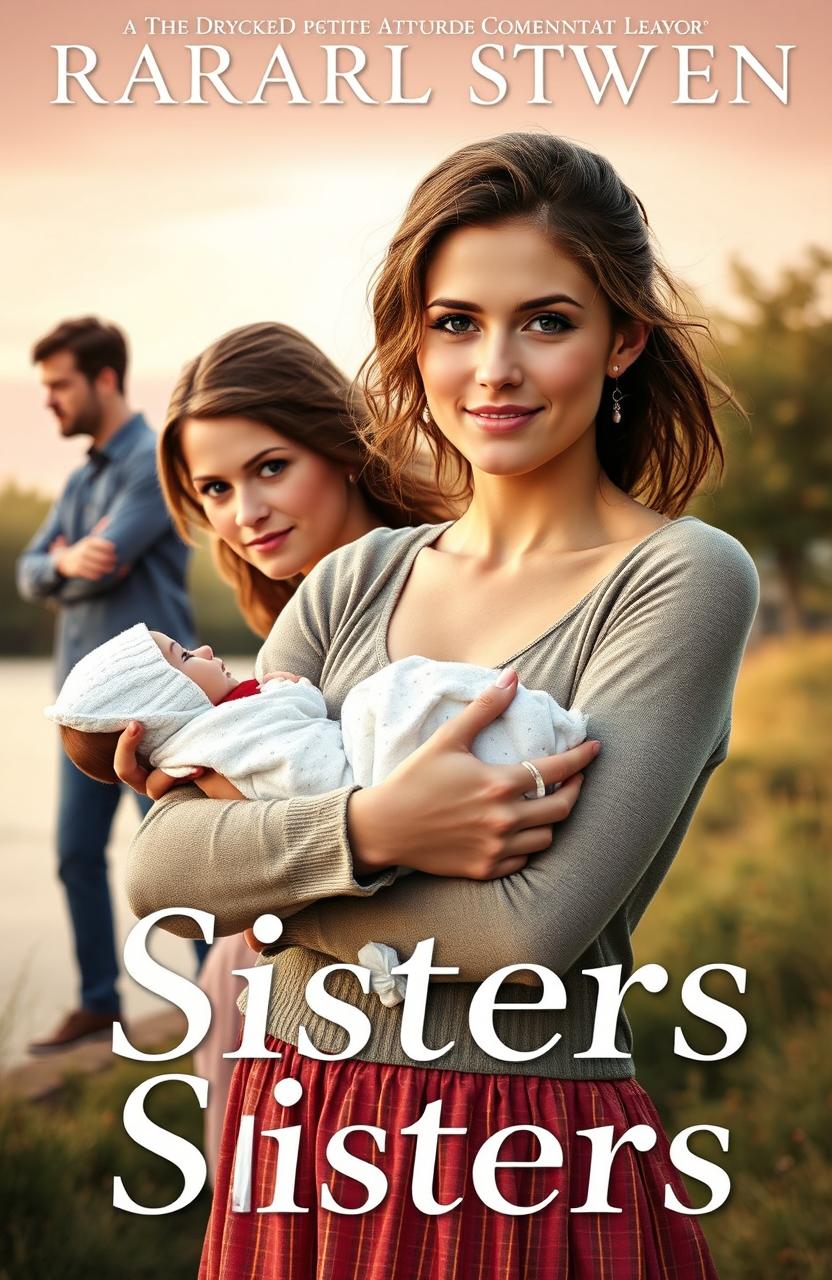 A realistic book cover for a romance novel featuring two sisters