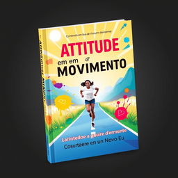 A vibrant and inspiring book cover for 'Atitude em Movimento: Correndo em Busca de um Novo Eu'