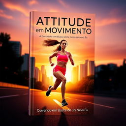 A captivating book cover for 'Atitude em Movimento: Correndo em Busca de um Novo Eu'