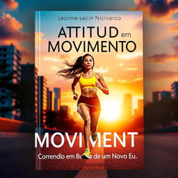 A captivating book cover for 'Atitude em Movimento: Correndo em Busca de um Novo Eu'