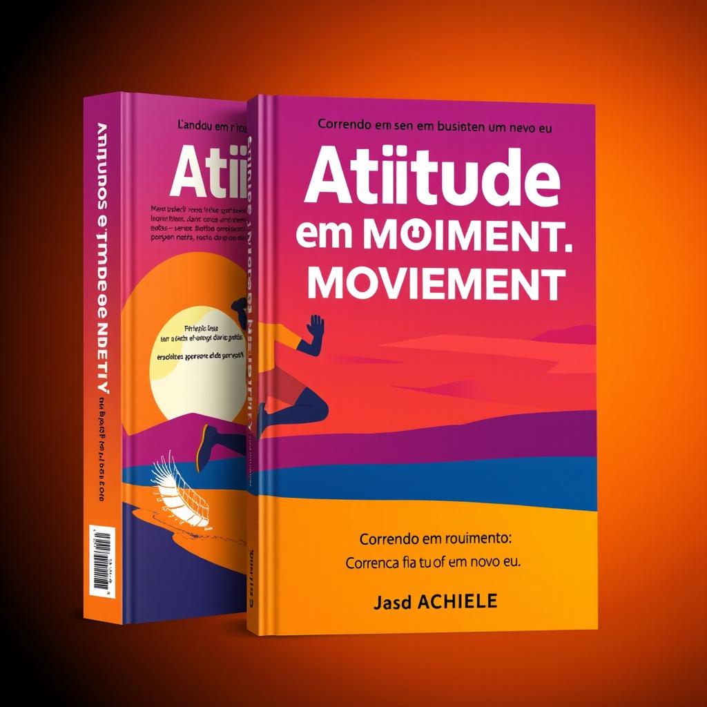 A captivating and engaging book cover design for the title 'Atitude em Movimento: Correndo em busca de um novo eu'