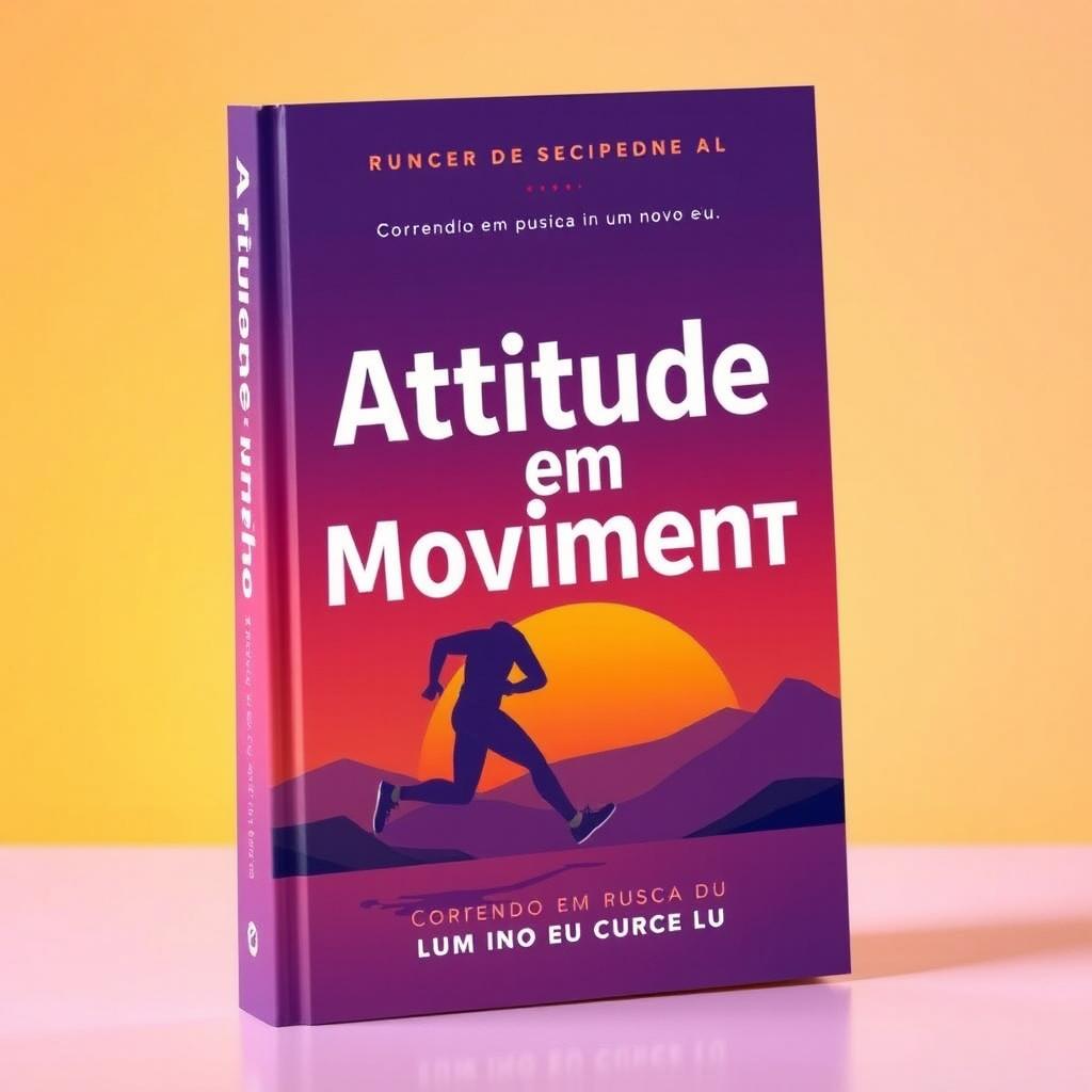 A captivating and engaging book cover design for the title 'Atitude em Movimento: Correndo em busca de um novo eu'