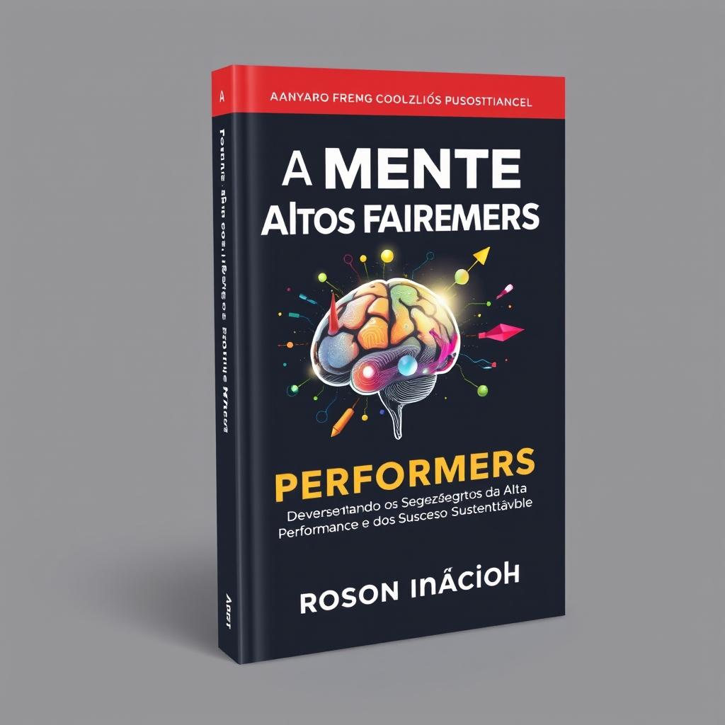 A visually captivating book cover titled 'A Mente dos Altos Performers' that features the subtitle 'Desvendando os Segredos da Alta Performance e do Sucesso Sustentável'