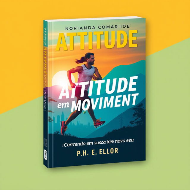 A captivating and engaging book cover design for 'Atitude em Movimento: Correndo em busca de um novo eu'