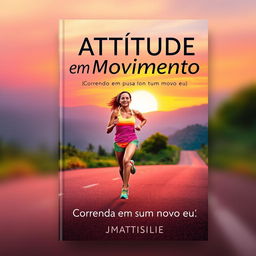 A captivating book cover for 'Atitude em Movimento: Correndo em busca de um novo eu'