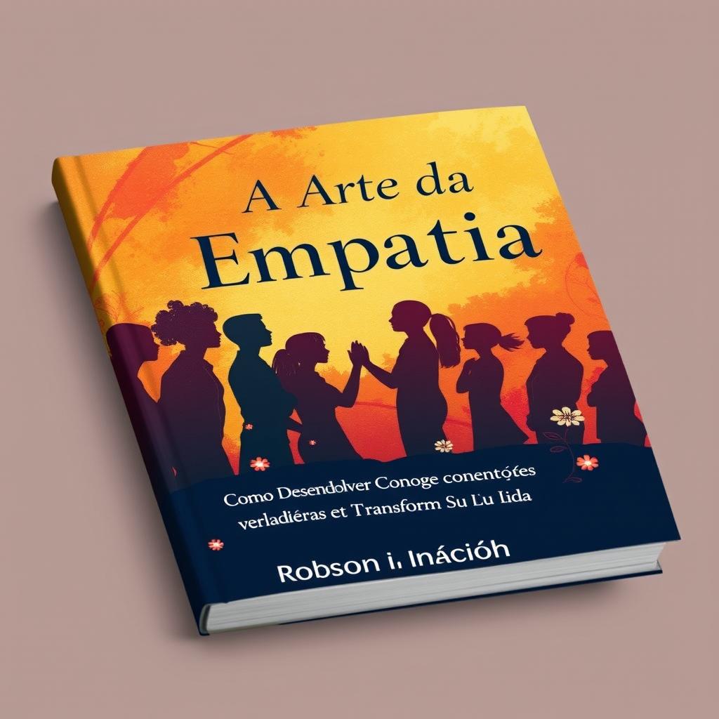 A thought-provoking book cover titled 'A Arte da Empatia' illustrated beautifully with a vibrant and abstract representation of human connections