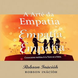 A thought-provoking book cover titled 'A Arte da Empatia' illustrated beautifully with a vibrant and abstract representation of human connections