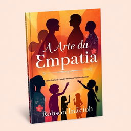 A thought-provoking book cover titled 'A Arte da Empatia' illustrated beautifully with a vibrant and abstract representation of human connections