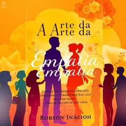 A thought-provoking book cover titled 'A Arte da Empatia' illustrated beautifully with a vibrant and abstract representation of human connections