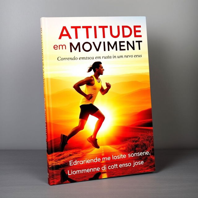 A captivating book cover design for 'Atitude em Movimento: Correndo em busca de um novo eu'