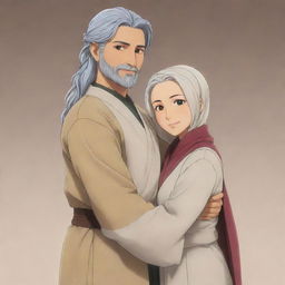 A happy couple named Arslan and Samoora, standing together in comfortable clothing, emanating a warm love for each other.