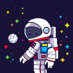 A 50x50 pixel art depiction of an astronaut