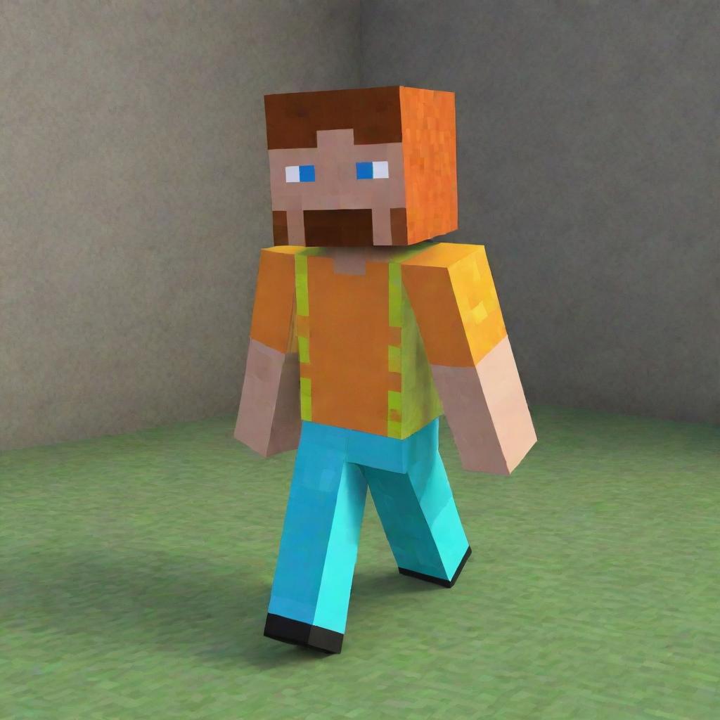A Minecraft version of a user, made up of blocky textures, bright colors and cubic shapes typical of the game's unique style.