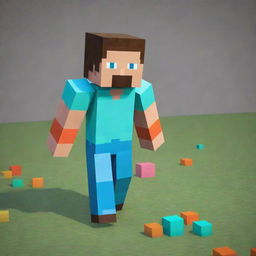 A Minecraft version of a user, made up of blocky textures, bright colors and cubic shapes typical of the game's unique style.