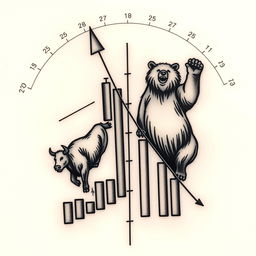 A tattoo design featuring a bullish market pivot point represented by candlestick patterns