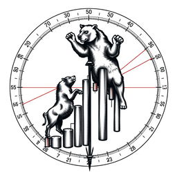 A tattoo design featuring a bullish market pivot point represented by candlestick patterns