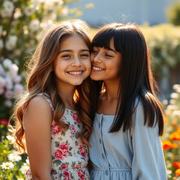 A beautiful and affectionate moment between two sisters sharing a sweet kiss on the cheek