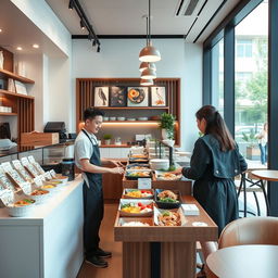 A modern and sleek Asian takeout restaurant designed specifically for takeaway orders