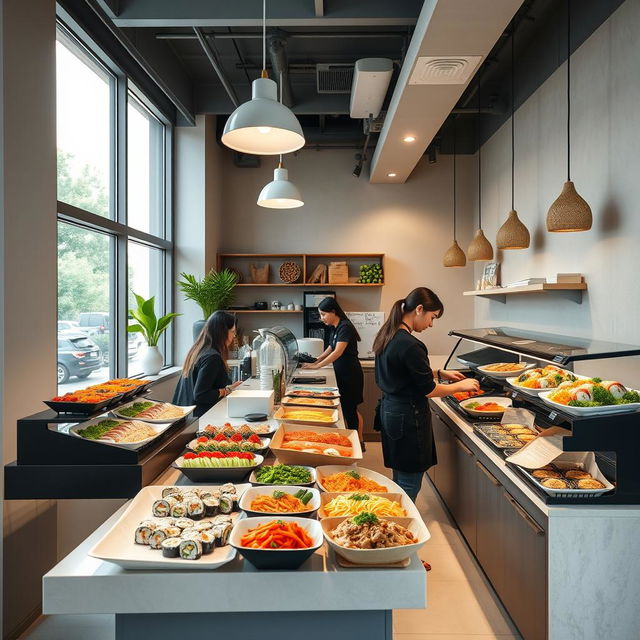 A modern and sleek Asian takeout restaurant designed specifically for takeaway orders