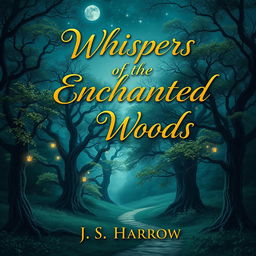 A captivating full book cover design featuring a mystical forest landscape under a starlit sky