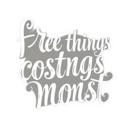 A monochrome lettering design for the phrase "free things cost the most"