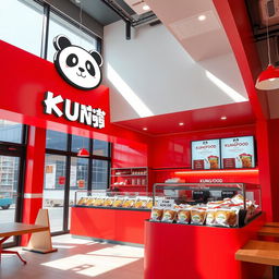 A modern and stylish Asian takeout restaurant designed for takeaway, named 'Kung Food'