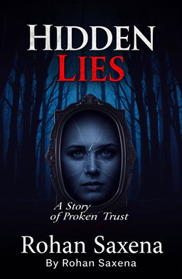 A dramatic and intense book cover design for 'Hidden Lies: A Story of Broken Trust' by Rohan Saxena