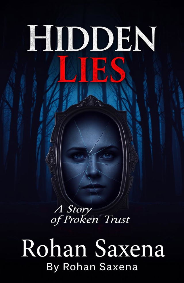 A dramatic and intense book cover design for 'Hidden Lies: A Story of Broken Trust' by Rohan Saxena